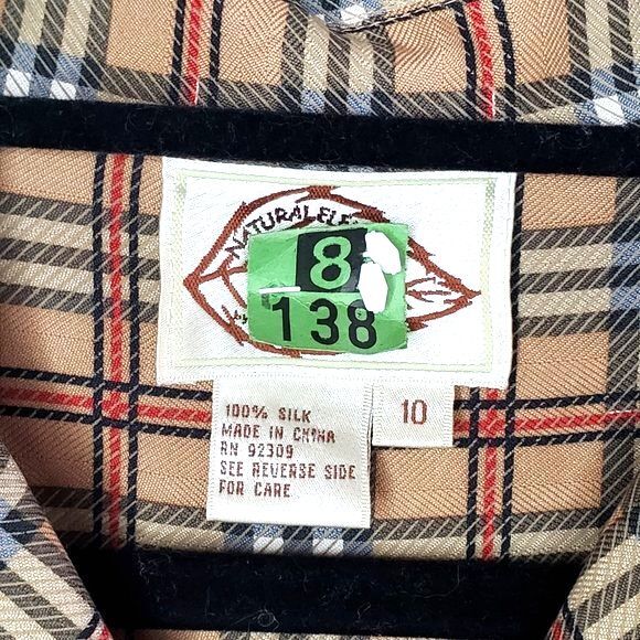 VTG NATURAL ELEMENTS 100% Silk Plaid Matching Skirt Top Tartan Preppy Norm SZ 10 - Picture 6 of 12